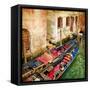 Gondolas Of Amazing Venice - Artistic Picture-Maugli-l-Framed Stretched Canvas