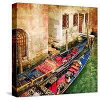 Gondolas Of Amazing Venice - Artistic Picture-Maugli-l-Stretched Canvas