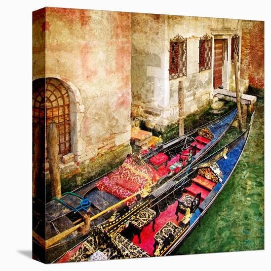 Gondolas Of Amazing Venice - Artistic Picture-Maugli-l-Stretched Canvas