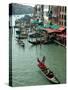 Gondolas on Grand Canal, Venice, Italy-Lisa S. Engelbrecht-Stretched Canvas