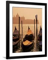 Gondolas on San Marco Canal and Church of San Giorgio Maggiore at Sunset, Venice, Veneto, Italy-Roy Rainford-Framed Photographic Print