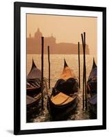 Gondolas on San Marco Canal and Church of San Giorgio Maggiore at Sunset, Venice, Veneto, Italy-Roy Rainford-Framed Photographic Print