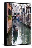 Gondolas on the Canals of Venice, Italy-Terry Eggers-Framed Stretched Canvas