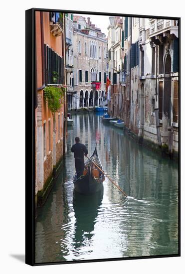 Gondolas on the Canals of Venice, Italy-Terry Eggers-Framed Stretched Canvas