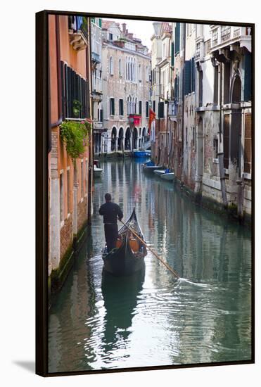 Gondolas on the Canals of Venice, Italy-Terry Eggers-Framed Stretched Canvas