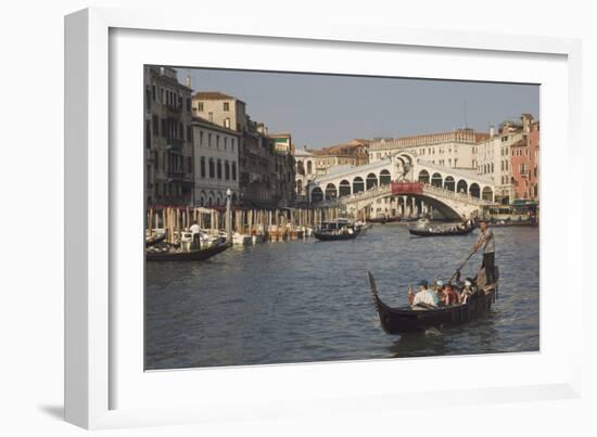 Gondolas on the Grand Canal at the Rialto Bridge, Venice, Unesco World Heritage Site, Veneto, Italy-James Emmerson-Framed Photographic Print