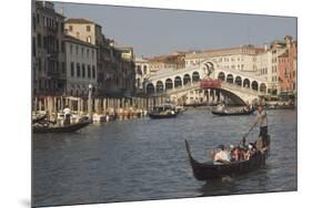 Gondolas on the Grand Canal at the Rialto Bridge, Venice, Unesco World Heritage Site, Veneto, Italy-James Emmerson-Mounted Photographic Print