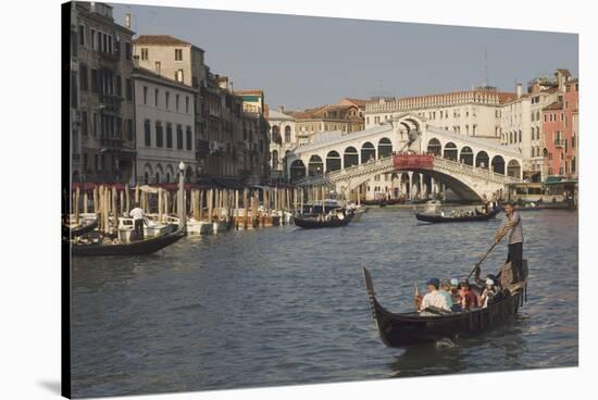 Gondolas on the Grand Canal at the Rialto Bridge, Venice, Unesco World Heritage Site, Veneto, Italy-James Emmerson-Stretched Canvas