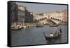 Gondolas on the Grand Canal at the Rialto Bridge, Venice, Unesco World Heritage Site, Veneto, Italy-James Emmerson-Framed Stretched Canvas