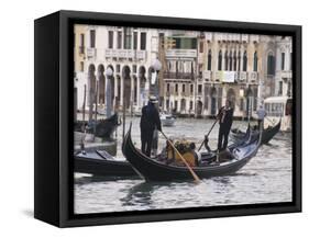 Gondolas on the Grand Canal, Rialto, Venice, UNESCO World Heritage Site, Veneto, Italy, Europe-Hazel Stuart-Framed Stretched Canvas