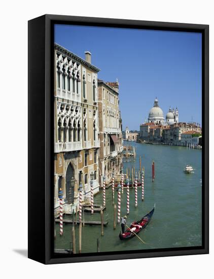 Gondolas on the Grand Canal with Santa Maria Della Salute in the Background, Venice, Veneto, Italy-Lightfoot Jeremy-Framed Stretched Canvas