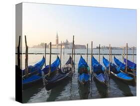 Gondolas on the Lagoon, San Giorgio Maggiore in the Distance, Venice, Veneto, Italy-Amanda Hall-Stretched Canvas