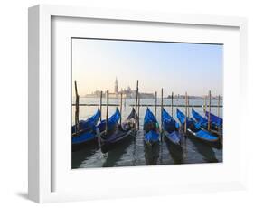 Gondolas on the Lagoon, San Giorgio Maggiore in the Distance, Venice, Veneto, Italy-Amanda Hall-Framed Photographic Print