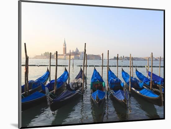 Gondolas on the Lagoon, San Giorgio Maggiore in the Distance, Venice, Veneto, Italy-Amanda Hall-Mounted Photographic Print