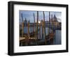 Gondolas on Waterfront at Night, Church Basilica, Venice, Unesco World Heritage Site, Veneto, Italy-Christian Kober-Framed Photographic Print