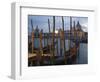 Gondolas on Waterfront at Night, Church Basilica, Venice, Unesco World Heritage Site, Veneto, Italy-Christian Kober-Framed Photographic Print