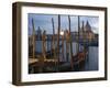 Gondolas on Waterfront at Night, Church Basilica, Venice, Unesco World Heritage Site, Veneto, Italy-Christian Kober-Framed Photographic Print