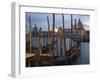 Gondolas on Waterfront at Night, Church Basilica, Venice, Unesco World Heritage Site, Veneto, Italy-Christian Kober-Framed Photographic Print