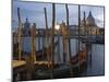 Gondolas on Waterfront at Night, Church Basilica, Venice, Unesco World Heritage Site, Veneto, Italy-Christian Kober-Mounted Photographic Print