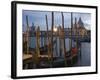 Gondolas on Waterfront at Night, Church Basilica, Venice, Unesco World Heritage Site, Veneto, Italy-Christian Kober-Framed Photographic Print