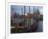 Gondolas on Waterfront at Night, Church Basilica, Venice, Unesco World Heritage Site, Veneto, Italy-Christian Kober-Framed Photographic Print