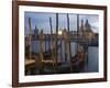 Gondolas on Waterfront at Night, Church Basilica, Venice, Unesco World Heritage Site, Veneto, Italy-Christian Kober-Framed Photographic Print