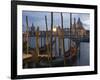 Gondolas on Waterfront at Night, Church Basilica, Venice, Unesco World Heritage Site, Veneto, Italy-Christian Kober-Framed Photographic Print