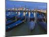 Gondolas on Waterfront at Night, San Giorgio Maggiore, Venice, Veneto, Italy-Christian Kober-Mounted Photographic Print