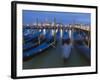 Gondolas on Waterfront at Night, San Giorgio Maggiore, Venice, Veneto, Italy-Christian Kober-Framed Photographic Print