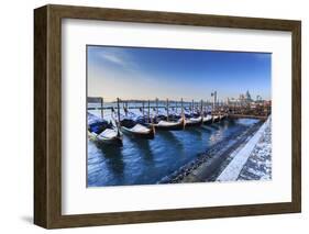 Gondolas with view to Basilica di Santa Maria della Salute after snow, Venice, UNESCO World Heritag-Eleanor Scriven-Framed Photographic Print