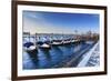 Gondolas with view to Basilica di Santa Maria della Salute after snow, Venice, UNESCO World Heritag-Eleanor Scriven-Framed Photographic Print