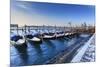 Gondolas with view to Basilica di Santa Maria della Salute after snow, Venice, UNESCO World Heritag-Eleanor Scriven-Mounted Photographic Print