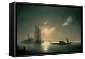 Gondolier at Sea by Night, 1843-Ivan Konstantinovich Aivazovsky-Framed Stretched Canvas