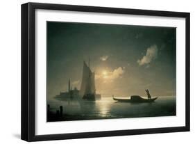 Gondolier at Sea by Night, 1843-Ivan Konstantinovich Aivazovsky-Framed Premium Giclee Print