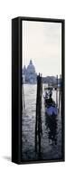 Gondolier in Gondola with Cathedral in Background, Santa Maria Della Salute, Venice, Veneto, Italy-null-Framed Stretched Canvas