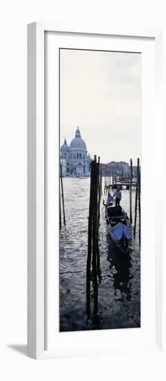 Gondolier in Gondola with Cathedral in Background, Santa Maria Della Salute, Venice, Veneto, Italy-null-Framed Photographic Print