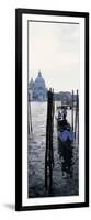 Gondolier in Gondola with Cathedral in Background, Santa Maria Della Salute, Venice, Veneto, Italy-null-Framed Photographic Print