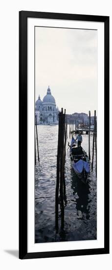 Gondolier in Gondola with Cathedral in Background, Santa Maria Della Salute, Venice, Veneto, Italy-null-Framed Photographic Print