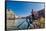 Gondolier paddling a gondola in Venice, Italy, Europe-Mark A Johnson-Framed Stretched Canvas