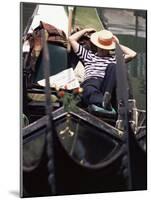 Gondolier Relaxing in Gondola, Venice, Veneto, Italy-Adam Woolfitt-Mounted Photographic Print