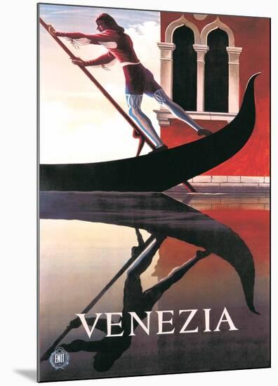 Gondoliere - Italian Vintage Style Travel Poster-null-Mounted Poster