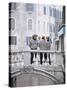 Gondoliers Chatting on Bridge, Near San Marco, Venice, Veneto, Italy-Lee Frost-Stretched Canvas