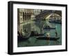 Gondoliers Near the Rialto Bridge, Venice (Detail)-Canaletto-Framed Giclee Print