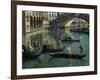 Gondoliers Near the Rialto Bridge, Venice (Detail)-Canaletto-Framed Giclee Print