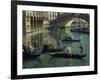 Gondoliers Near the Rialto Bridge, Venice (Detail)-Canaletto-Framed Giclee Print