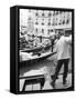 Gondoliers, Venice, Italy-Walter Bibikow-Framed Stretched Canvas