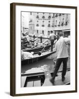 Gondoliers, Venice, Italy-Walter Bibikow-Framed Premium Photographic Print