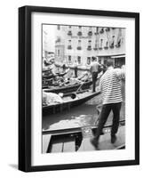 Gondoliers, Venice, Italy-Walter Bibikow-Framed Photographic Print