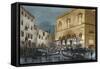 Gondoliers waiting for spectators outside the Teatro La Fenice, Venice, Italy-Italian School-Framed Stretched Canvas