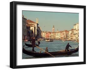Gondoliers with Passengers in Venetian Canals, Venice, Italy-Janis Miglavs-Framed Premium Photographic Print